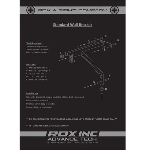 RDX X1 BLACK PUNCH BAG STEEL WALL BRACKET-2